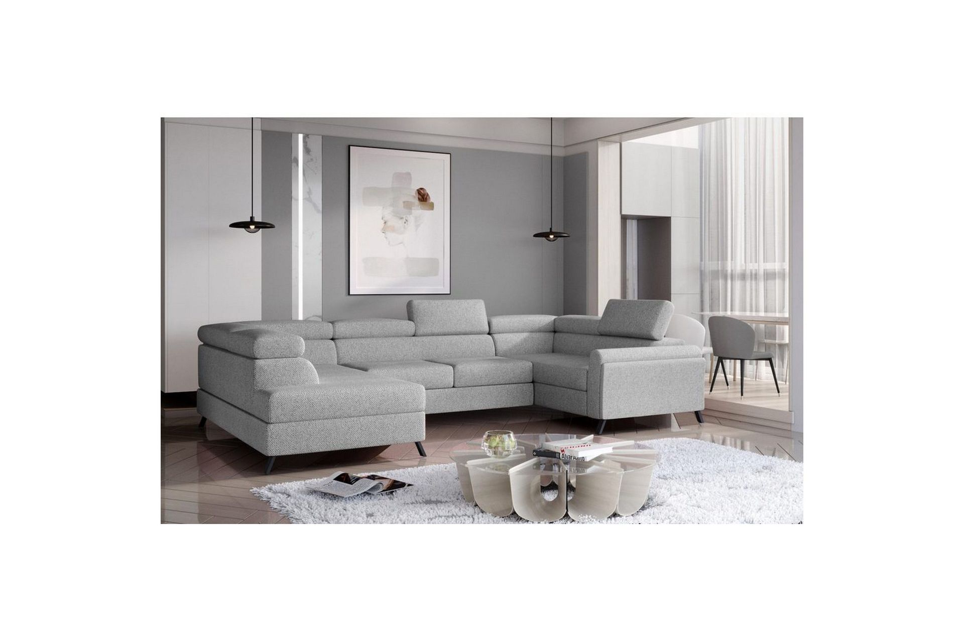 Seksjon Eltap Escada 336x200x92 cm - Grande 81, grå, Venstre