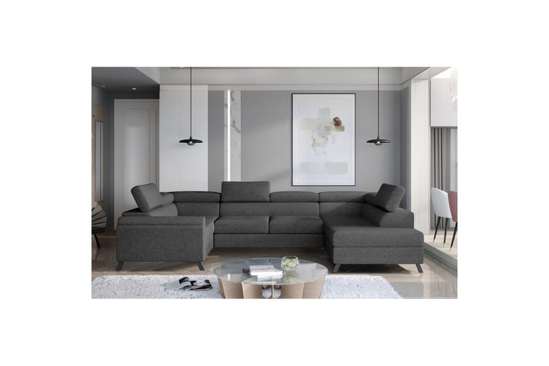 Seksjon Eltap Escada 336x200x92 cm - Inari 96, Mørk Grå, Høyre - Møbler - Sofaer - Sovesofaer