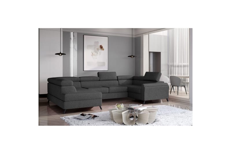 Seksjon Eltap Escada 336x200x92 cm - Inari 96, Mørk Grå, Venstre - Møbler - Sofaer - Sovesofaer