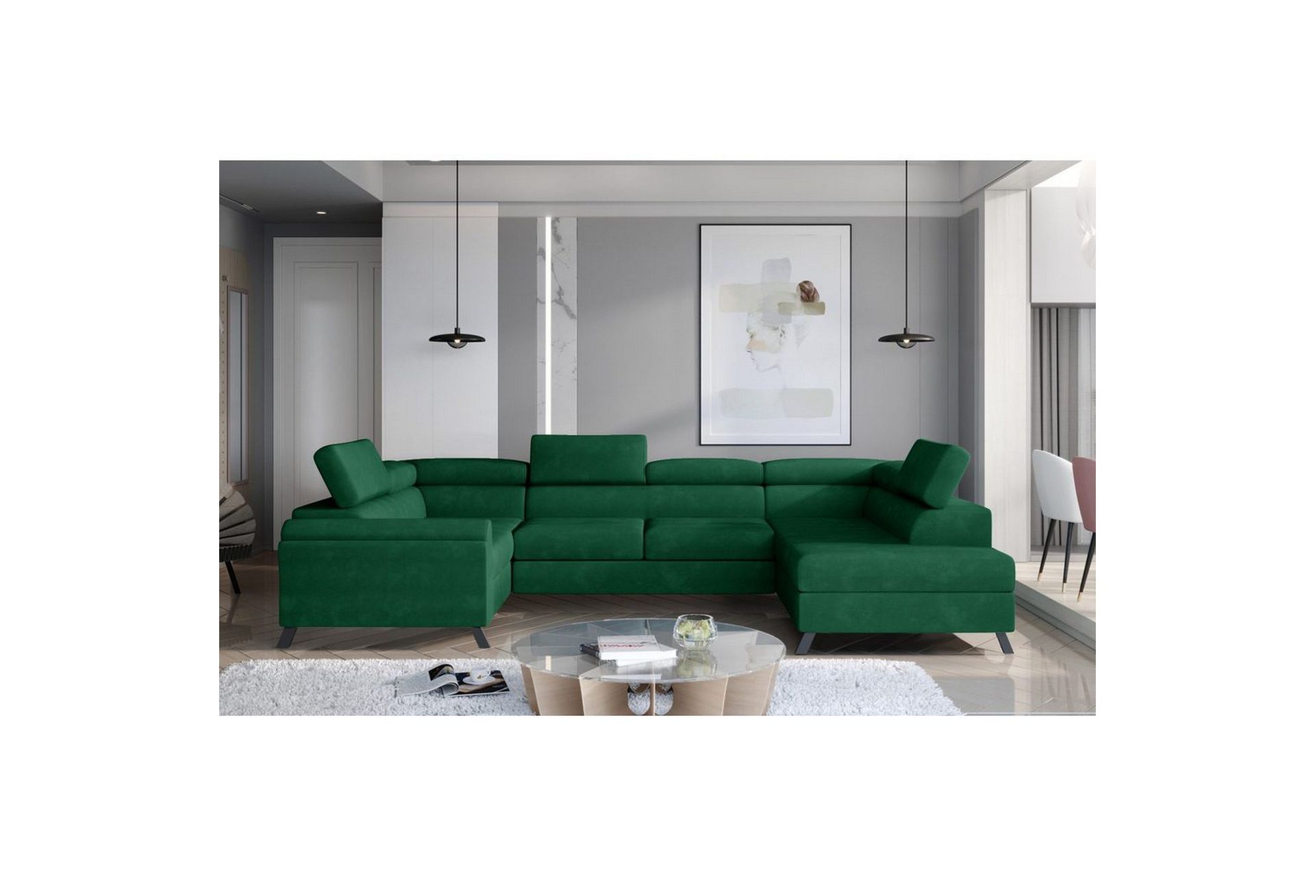 Seksjon Eltap Escada 336x200x92 cm - Kronos 19, Mørk Grønn, Høyre
