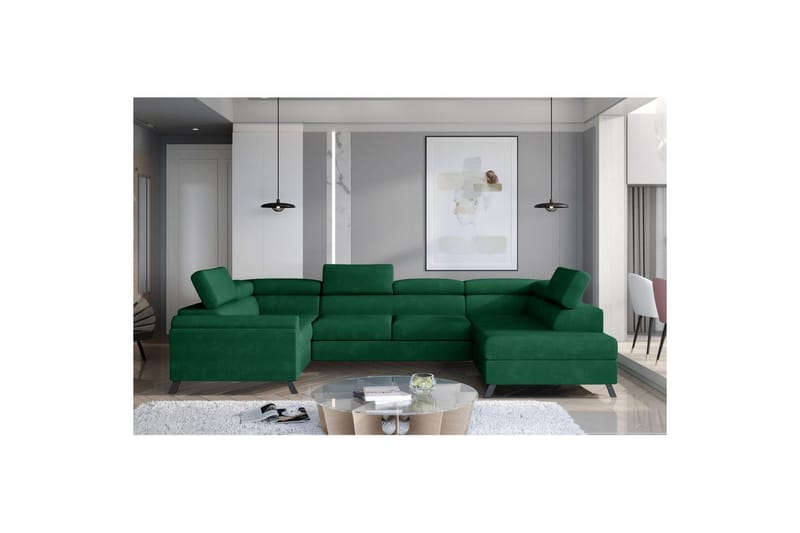Seksjon Eltap Escada 336x200x92 cm - Kronos 19, Mørk Grønn, Høyre - Møbler - Sofaer - Sovesofaer