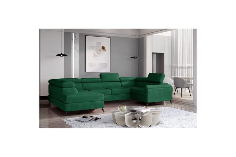 Seksjon Eltap Escada 336x200x92 cm - Kronos 19, Mørk Grønn, Venstre - Møbler - Sofaer - Sovesofaer
