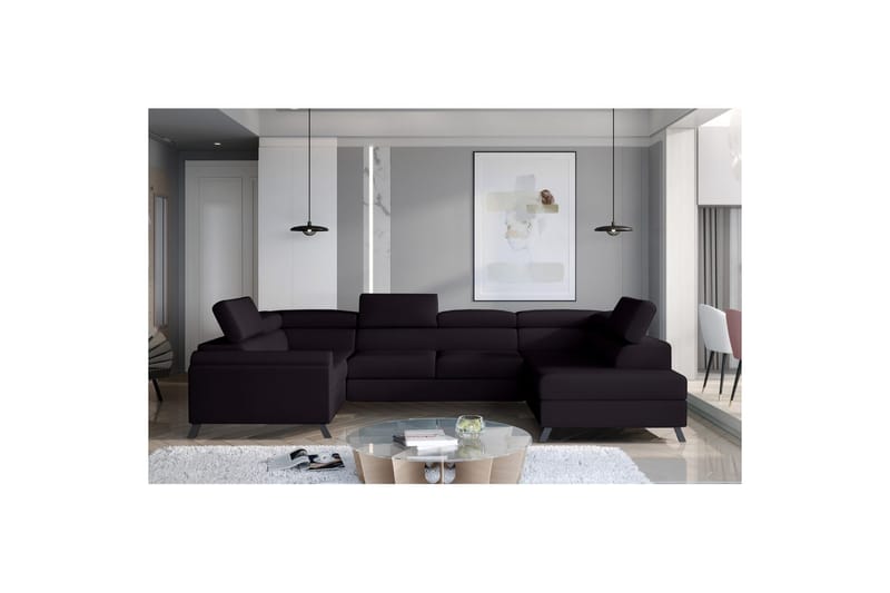 Seksjon Eltap Escada 336x200x92 cm - Mat Fløyel 99, Blå, Høyre - Møbler - Sofaer - Sovesofaer