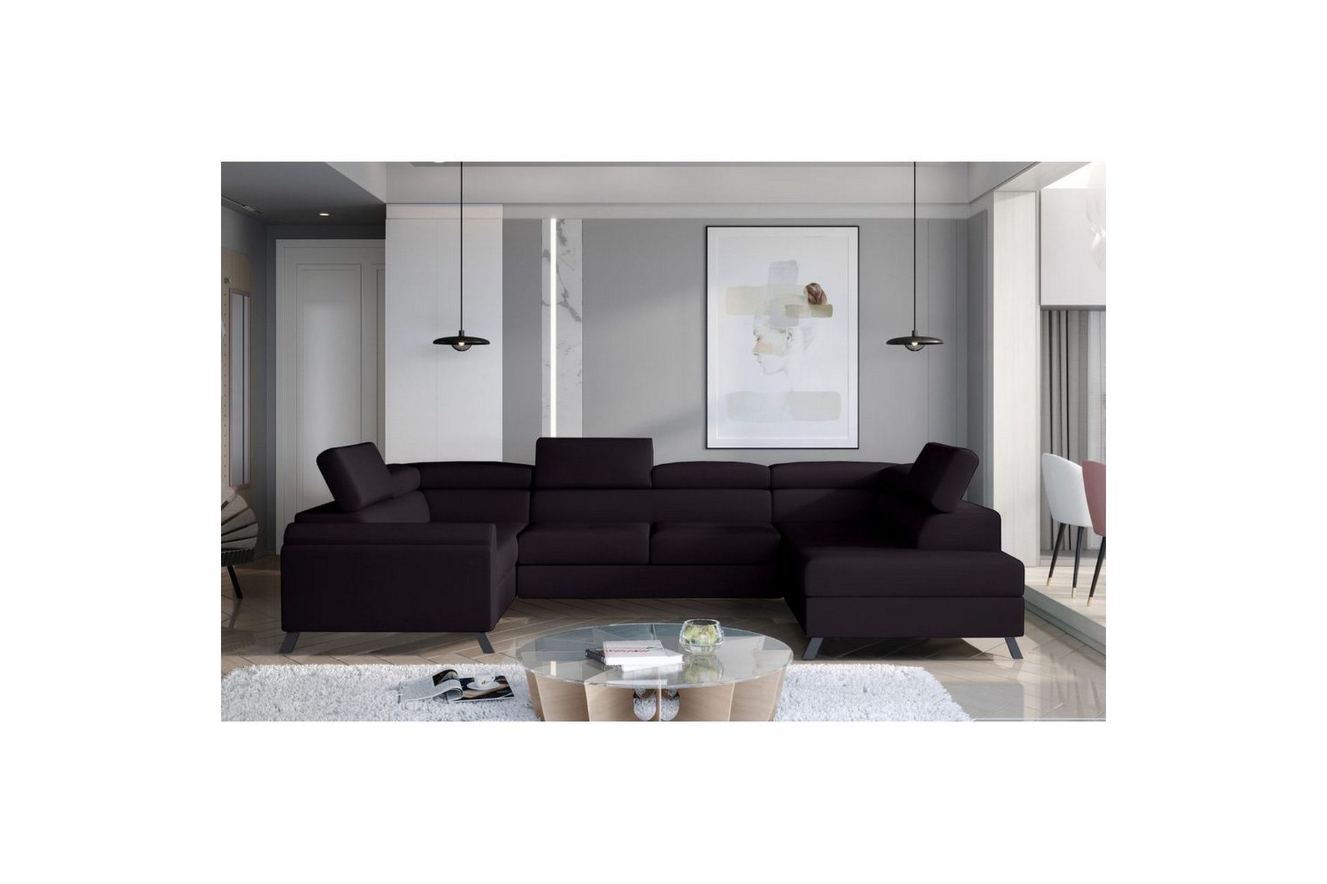 Seksjon Eltap Escada 336x200x92 cm - Mat Fløyel 99, Blå, Høyre