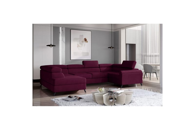 Seksjon Eltap Escada 336x200x92 cm - Mat Velvet 68, Rød, Venstre - Møbler - Sofaer - Sovesofaer