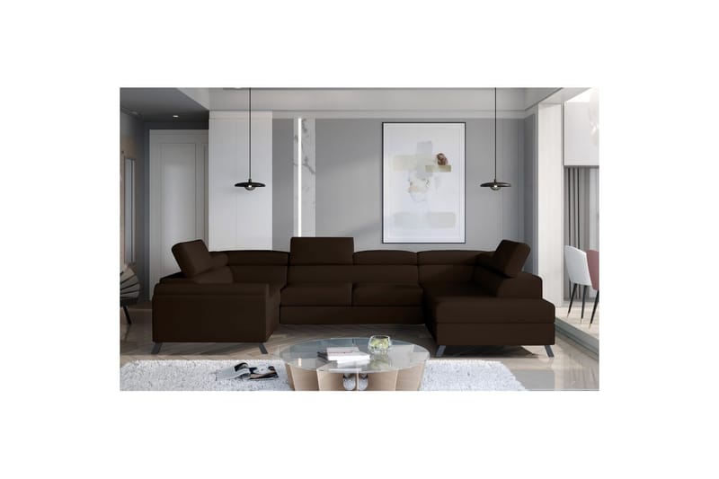 Seksjon Eltap Escada 336x200x92 cm - Monolith 29, Mørk Brun, Høyre - Møbler - Sofaer - Sovesofaer