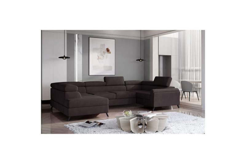 Seksjon Eltap Escada 336x200x92 cm - Monolith 29, Mørk Brun, Venstre - Møbler - Sofaer - Sovesofaer