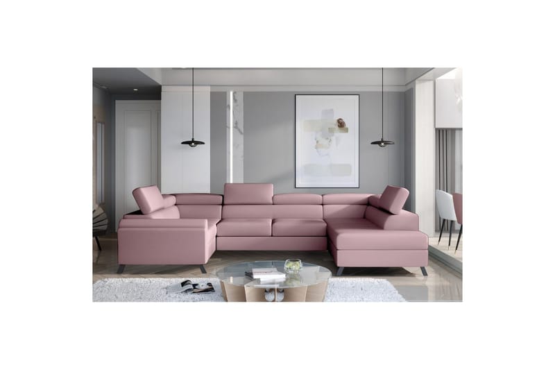 Seksjon Eltap Escada 336x200x92 cm - Monolith 63, Rosa, Høyre - Møbler - Sofaer - Sovesofaer