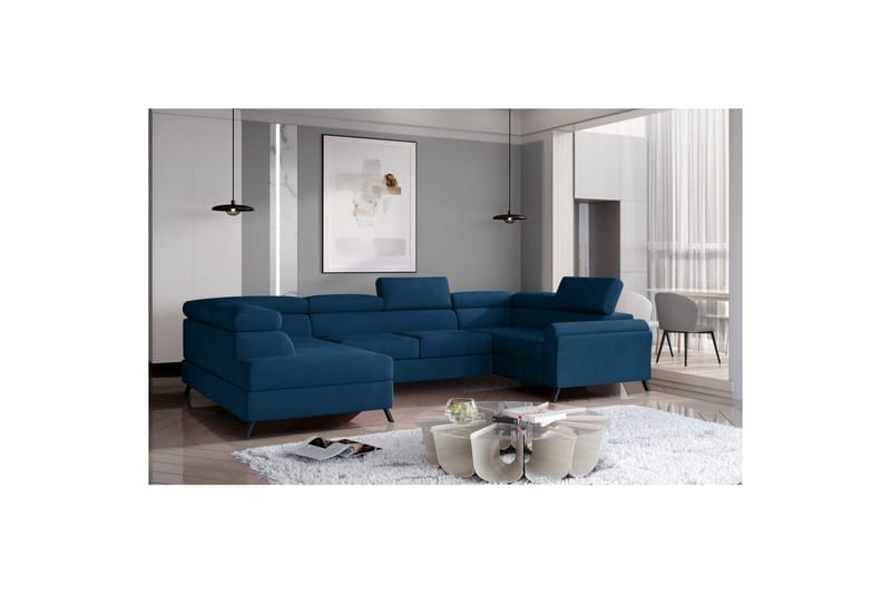 Seksjon Eltap Escada 336x200x92 cm - Monolith 77, Blå, Venstre - Møbler - Sofaer - Sovesofaer
