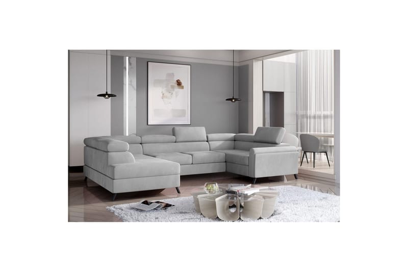 Seksjon Eltap Escada 336x200x92 cm - Monolith 84, Lys Grå, Venstre - Møbler - Sofaer - Sovesofaer