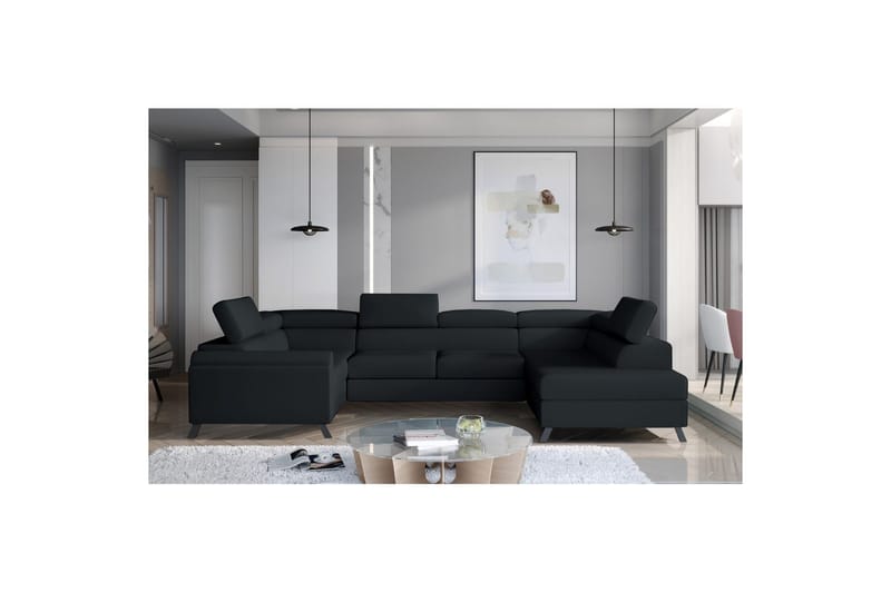Seksjon Eltap Escada 336x200x92 cm - Monolith 97, Mørk grå, Høyre - Møbler - Sofaer - Sovesofaer