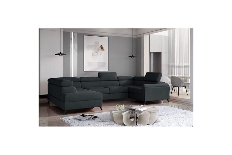 Seksjon Eltap Escada 336x200x92 cm - Monolith 97, Mørk grå, Venstre - Møbler - Sofaer - Sovesofaer