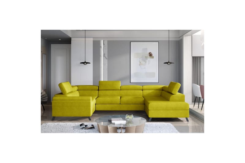 Seksjon Eltap Escada 336x200x92 cm - Omega 68, Gul, Høyre - Møbler - Sofaer - Sovesofaer