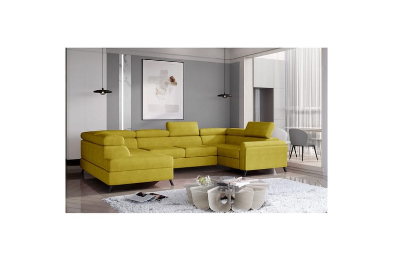 Seksjon Eltap Escada 336x200x92 cm - Omega 68, Gul, Venstre - Møbler - Sofaer - Sovesofaer