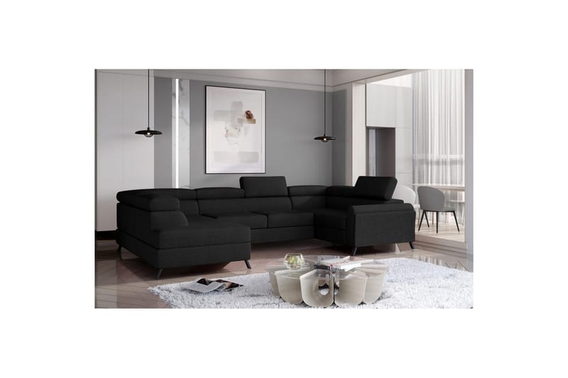 Seksjon Eltap Escada 336x200x92 cm - Sawana 14, Svart, Venstre - Møbler - Sofaer - Sovesofaer