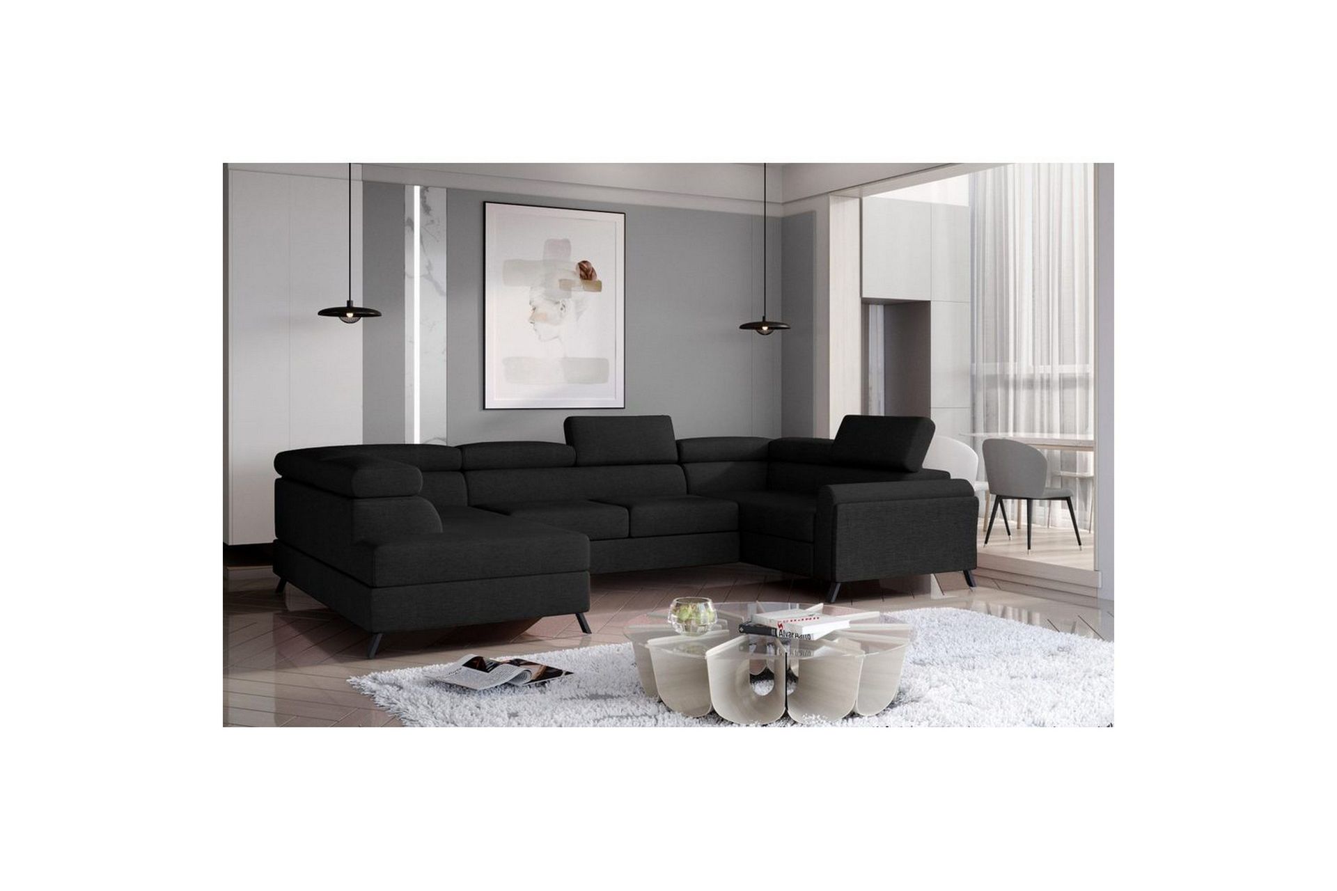 Seksjon Eltap Escada 336x200x92 cm - Sawana 14, Svart, Venstre