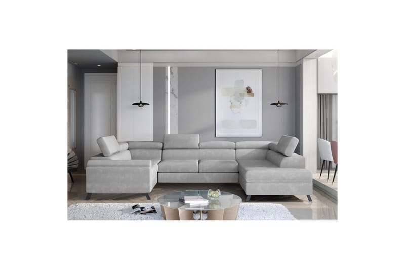 Seksjon Eltap Escada 336x200x92 cm - Paros 05, Lys Grå, Høyre - Møbler - Sofaer - Sovesofaer