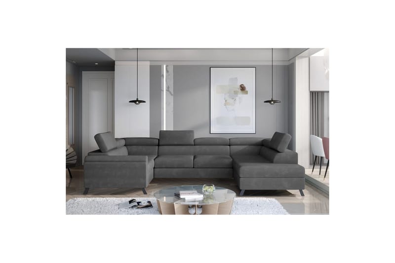 Seksjon Eltap Escada 336x200x92 cm - Paros 06, Grå, Høyre - Møbler - Sofaer - Sovesofaer