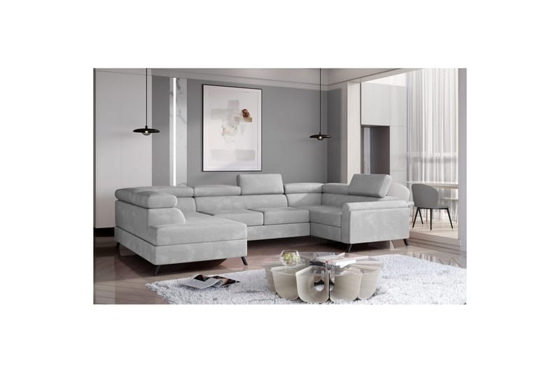 Seksjon Eltap Escada 336x200x92 cm - Paros 05, Lys Grå, Venstre - Møbler - Sofaer - Sovesofaer