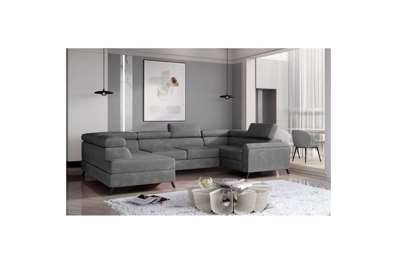 Seksjon Eltap Escada 336x200x92 cm - Paros 06, Grå, Venstre - Møbler - Sofaer - Sovesofaer