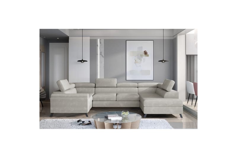 Seksjon Eltap Escada 336x200x92 cm - Paros 02, Beige, Høyre - Møbler - Sofaer - Sovesofaer