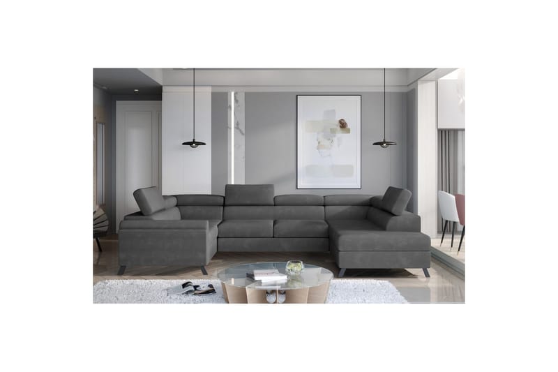 Seksjon Eltap Escada 336x200x92 cm - Paros 06, Grå, Høyre - Møbler - Sofaer - Sovesofaer