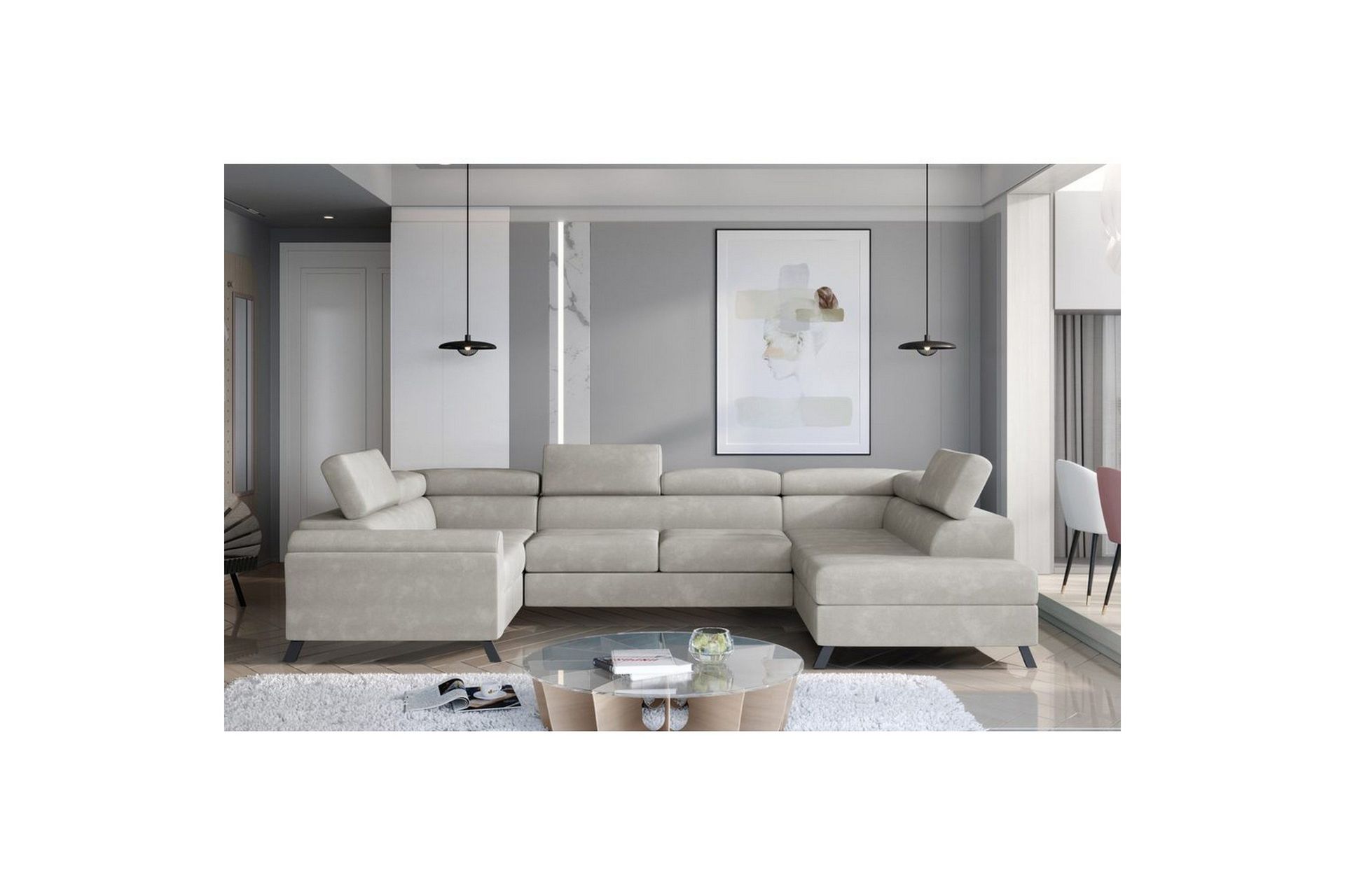 Seksjon Eltap Escada 336x200x92 cm - Paros 02, Beige, Høyre