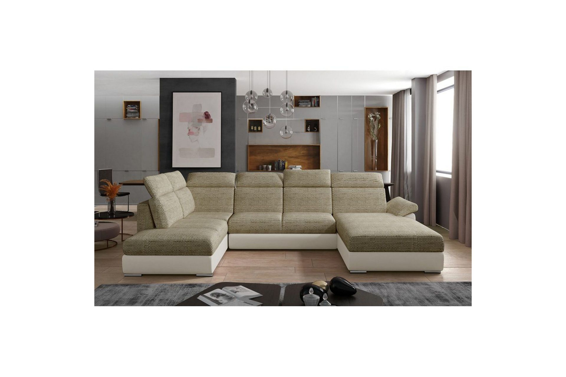 Seksjon Eltap Evanell 336x211x102 cm - Berlin 03, Soft 33, Beige, Høyre