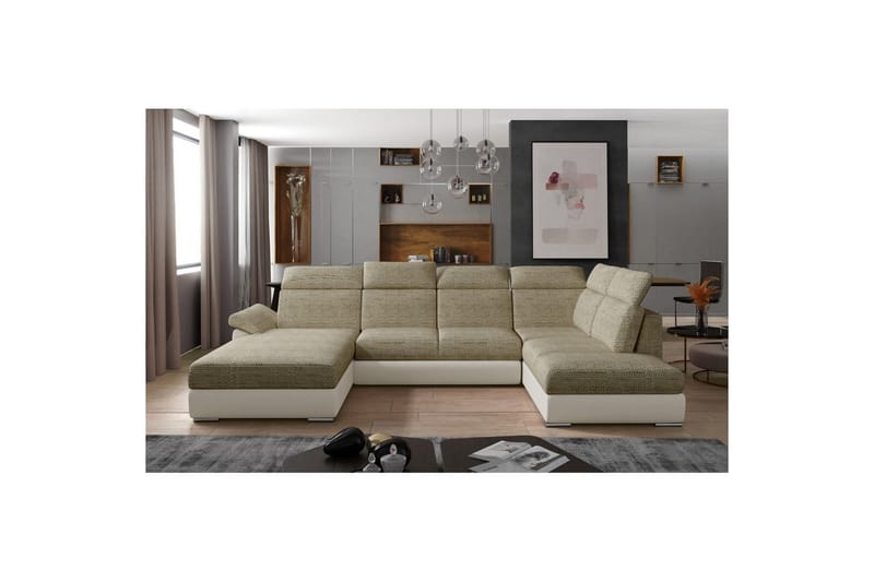 Seksjon Eltap Evanell 336x211x102 cm - Berlin 03, Soft 33, Beige, Venstre - Møbler - Sofaer - Sovesofaer