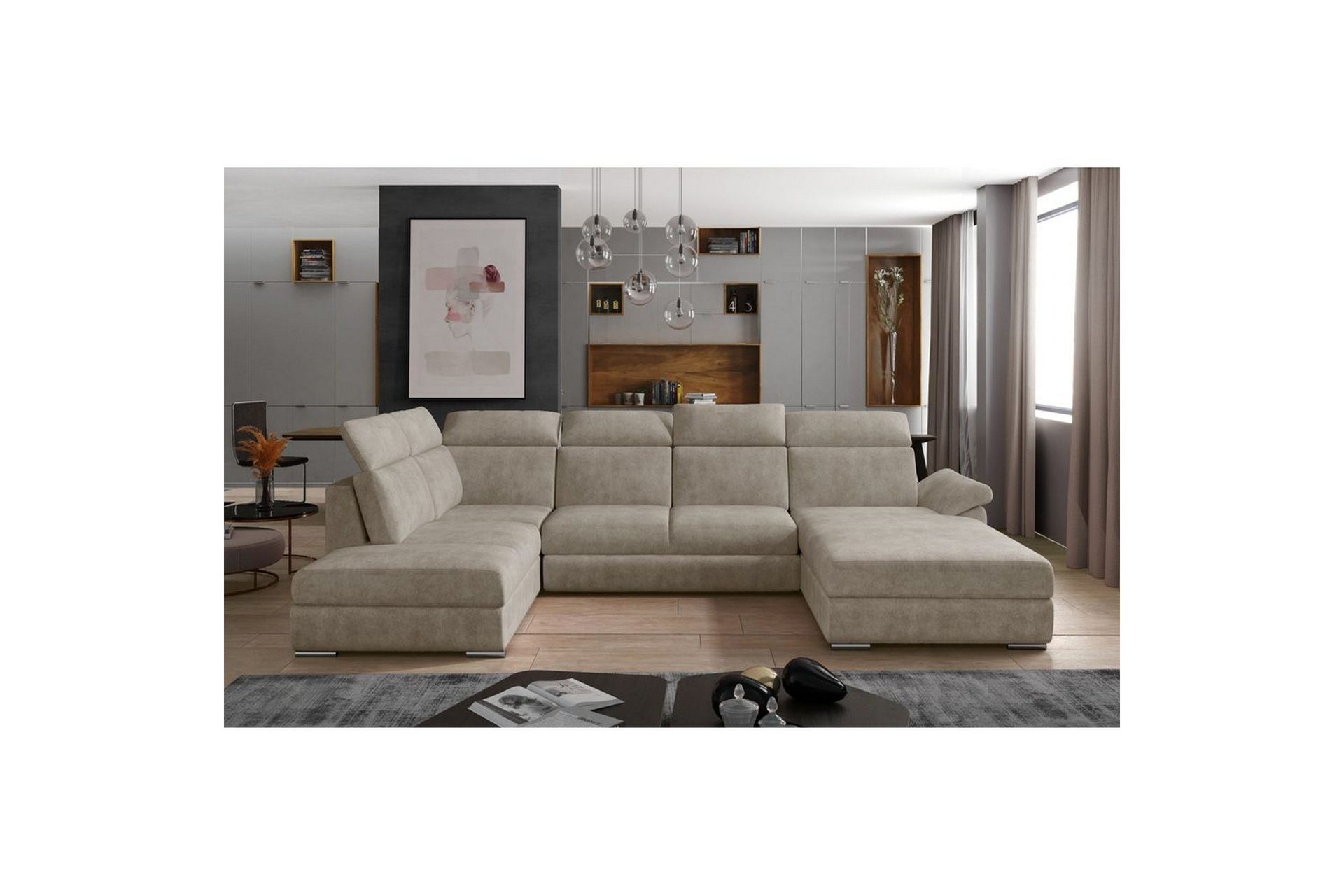 Seksjon Eltap Evanell 336x211x102 cm - Dora 21, Beige, Høyre