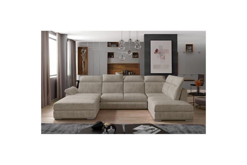 Seksjon Eltap Evanell 336x211x102 cm - Dora 21, Beige, Venstre - Møbler - Sofaer - Sovesofaer
