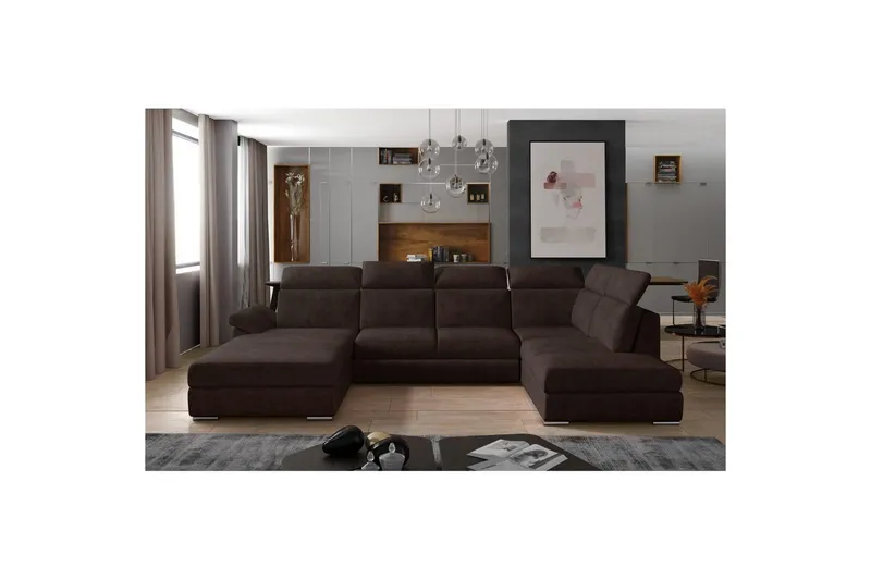 Seksjon Eltap Evanell 336x211x102 cm - Dora 28, Mørk brun, Venstre - Møbler - Sofaer - Sovesofaer