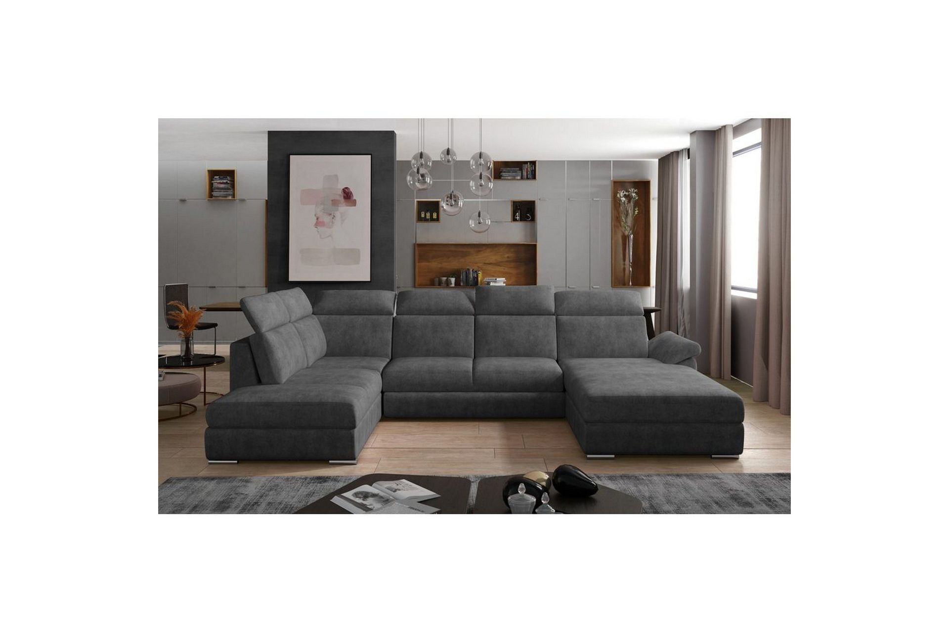 Seksjon Eltap Evanell 336x211x102 cm - Dora 96, Svart, Høyre