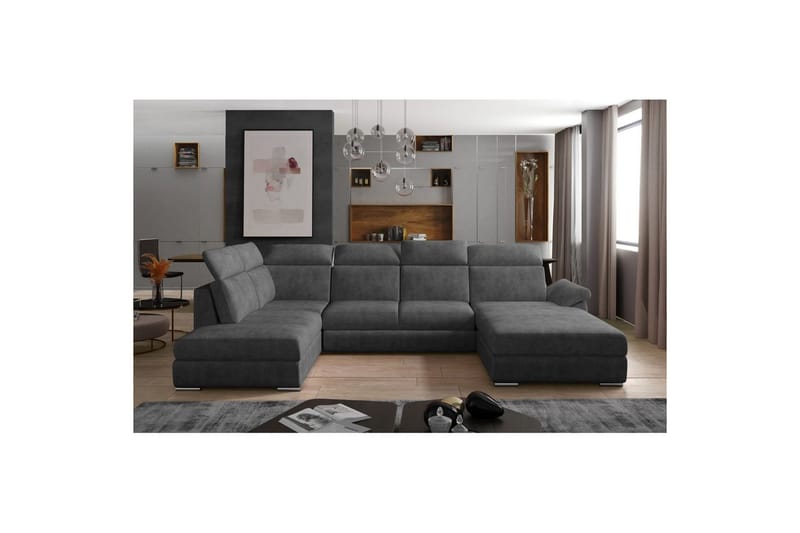 Seksjon Eltap Evanell 336x211x102 cm - Dora 96, Svart, Høyre - Møbler - Sofaer - Sovesofaer
