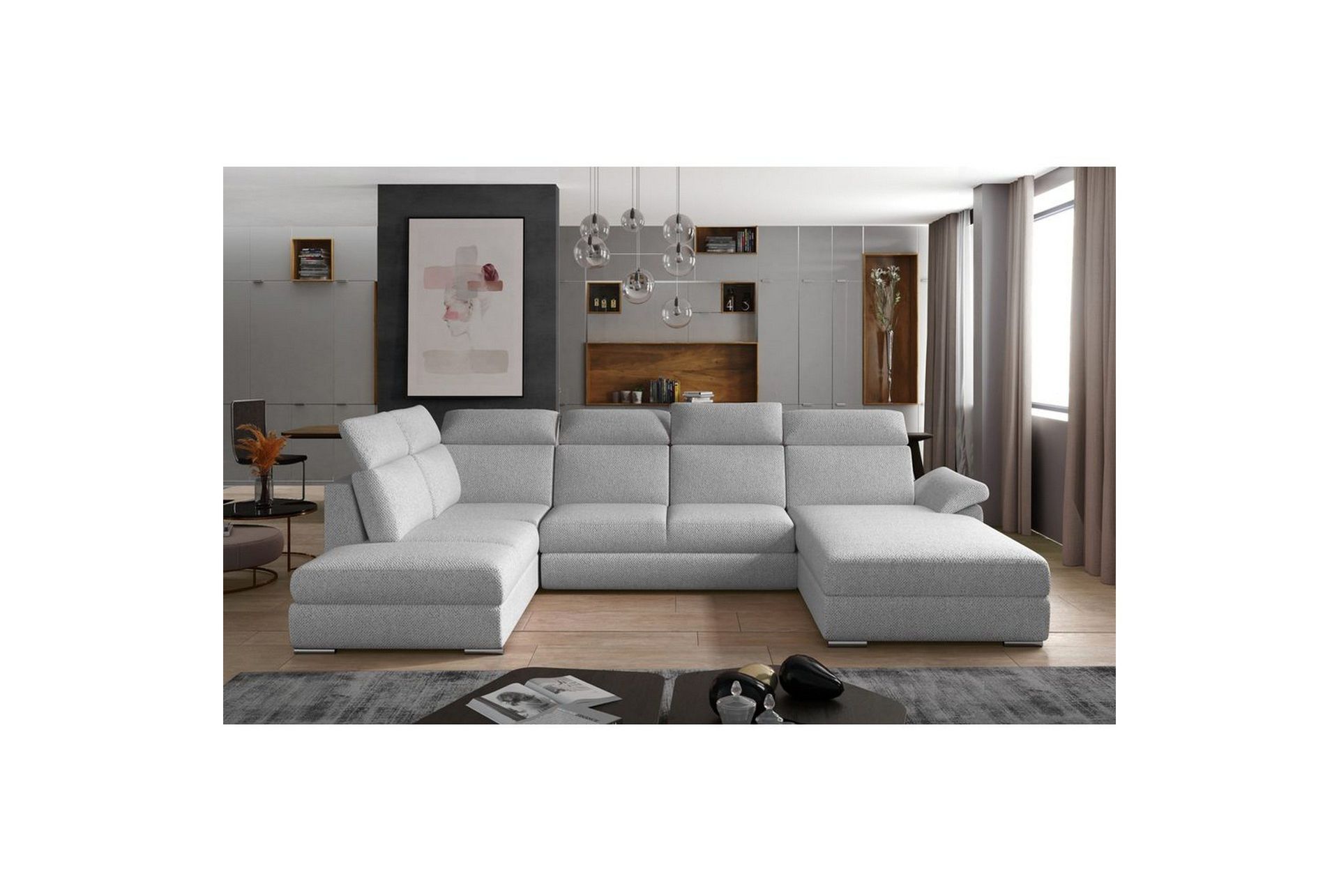 Seksjon Eltap Evanell 336x211x102 cm - Grande 81, grå, Høyre