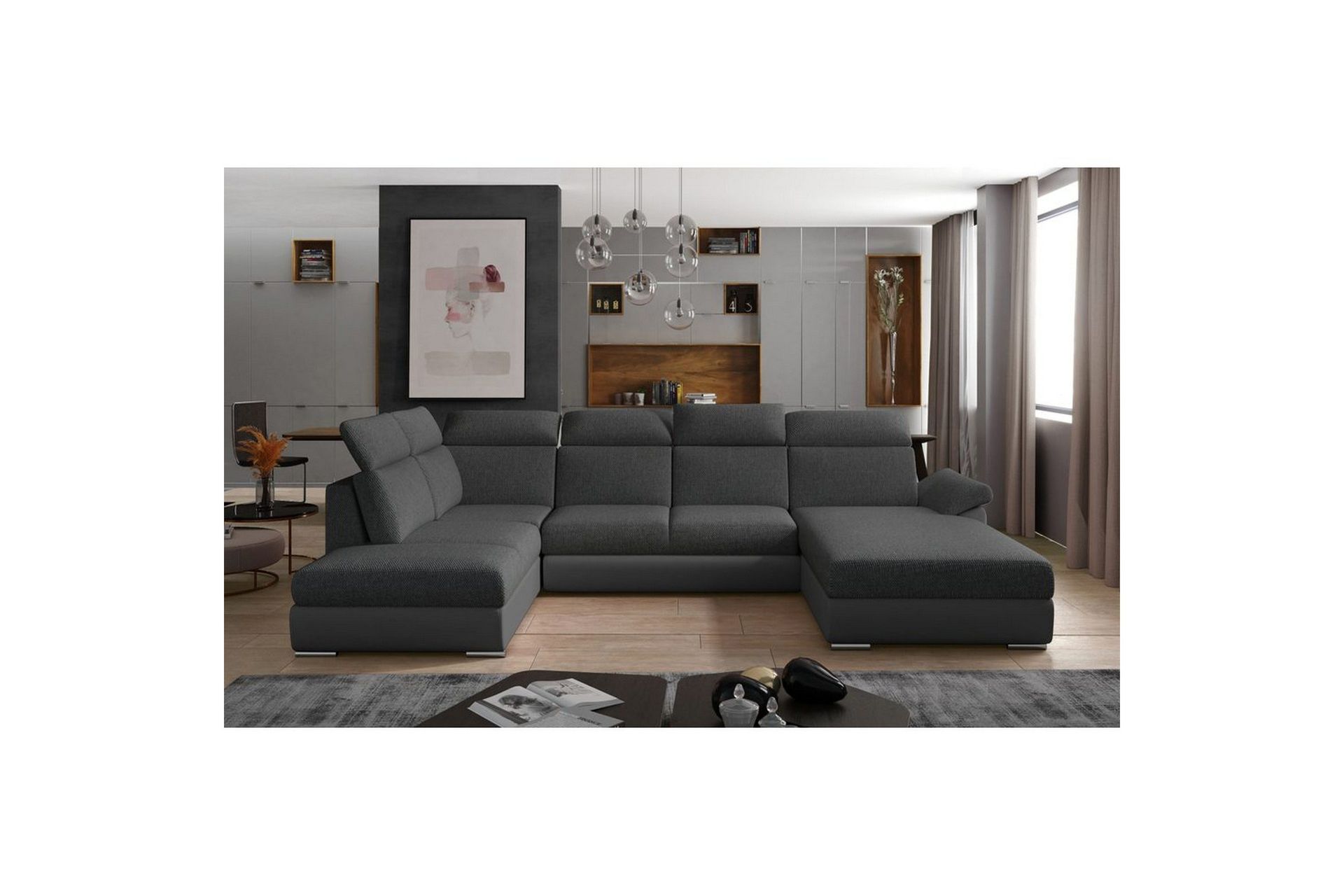 Seksjon Eltap Evanell 336x211x102 cm - Inari 96, Soft 29, Mørk Grå, Grå, Høyre