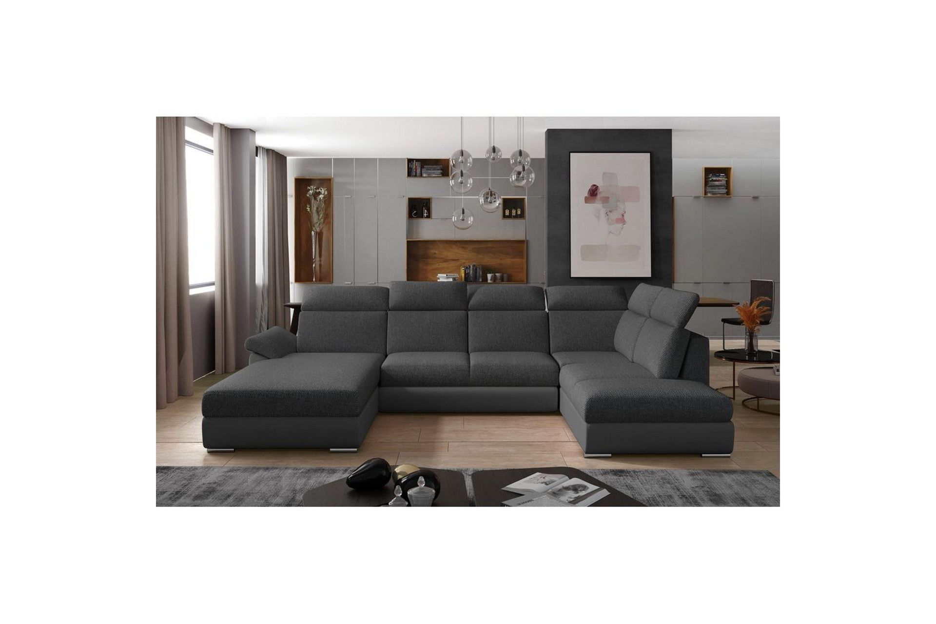 Seksjon Eltap Evanell 336x211x102 cm - Inari 96, Soft 29, Mørk Grå, Grå, Venstre