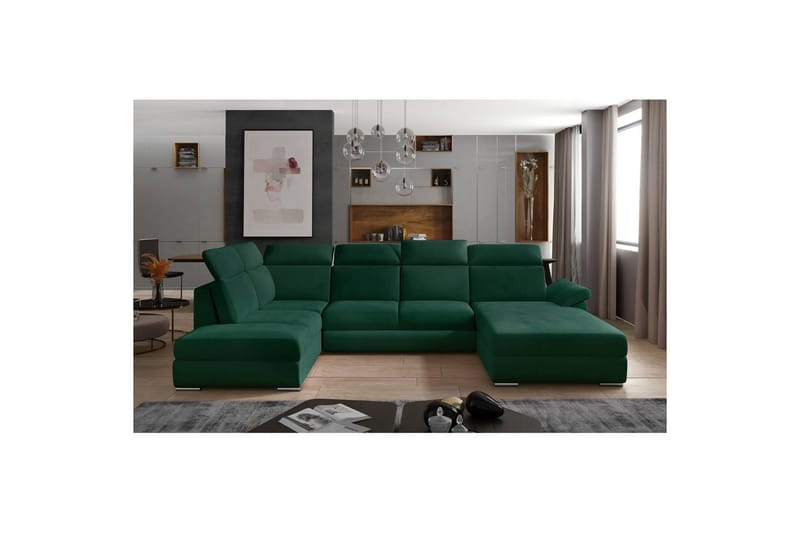 Seksjon Eltap Evanell 336x211x102 cm - Monolith 37, Grønn, Høyre - Møbler - Sofaer - Sovesofaer