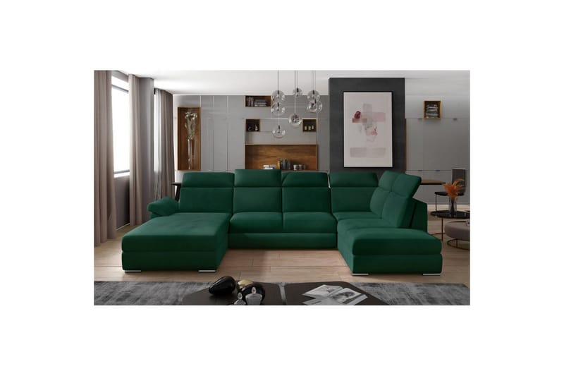 Seksjon Eltap Evanell 336x211x102 cm - Monolith 37, Grønn, Venstre - Møbler - Sofaer - Sovesofaer
