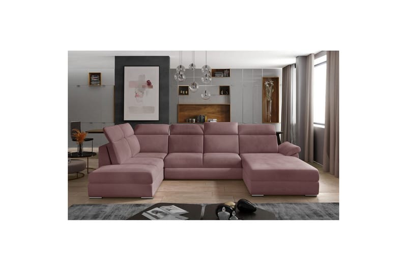 Seksjon Eltap Evanell 336x211x102 cm - Monolith 63, Rosa, Høyre - Møbler - Sofaer - Sovesofaer