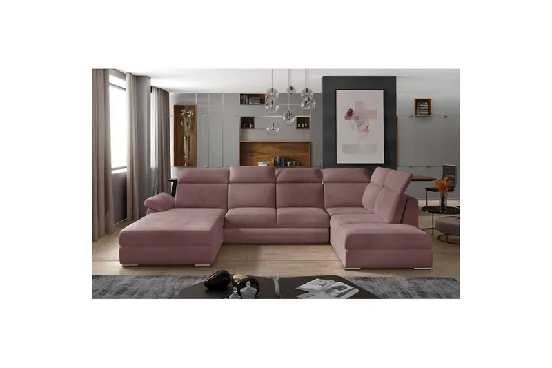 Seksjon Eltap Evanell 336x211x102 cm - Monolith 63, Rosa, Venstre - Møbler - Sofaer - Sovesofaer