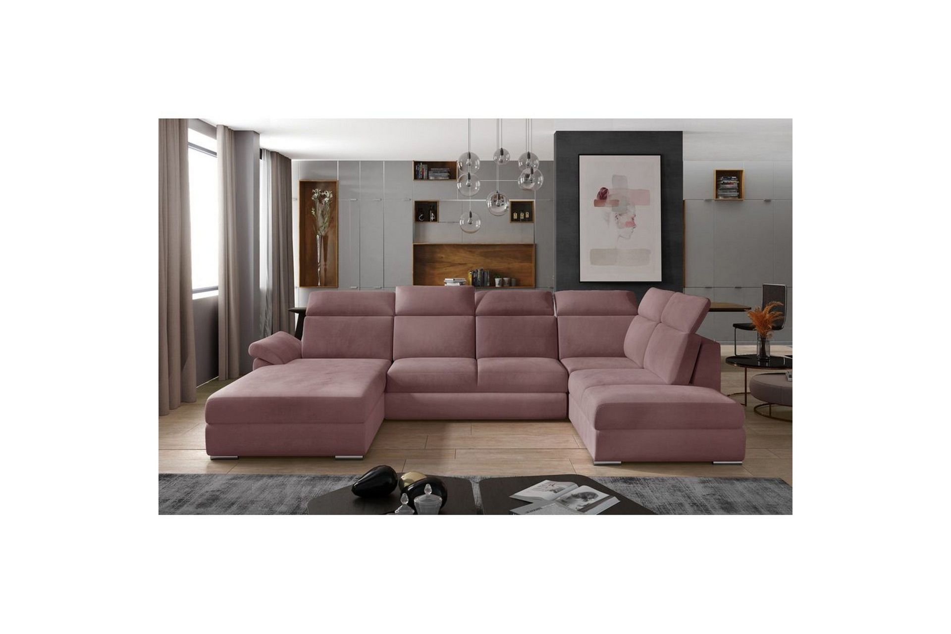 Seksjon Eltap Evanell 336x211x102 cm - Monolith 63, Rosa, Venstre