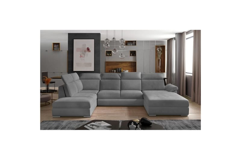 Seksjon Eltap Evanell 336x211x102 cm - Monolith 84, Lys Grå, Høyre - Møbler - Sofaer - Sovesofaer