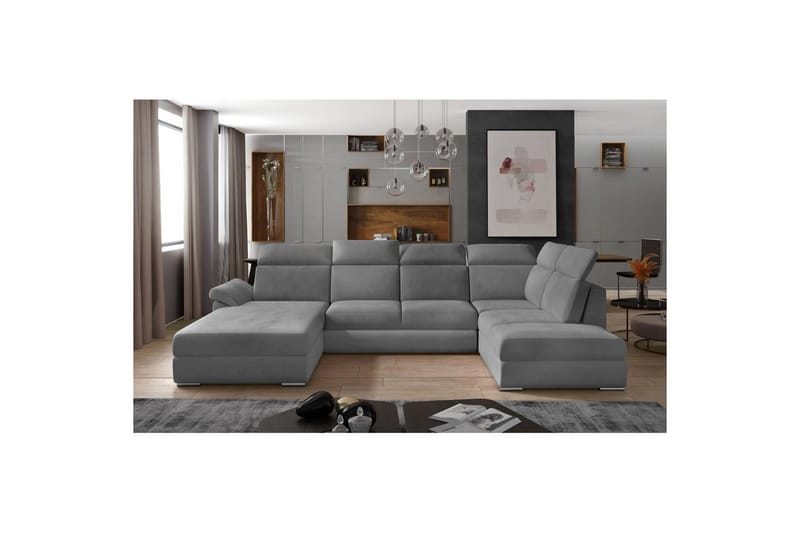 Seksjon Eltap Evanell 336x211x102 cm - Monolith 84, Lys Grå, Venstre - Møbler - Sofaer - Sovesofaer
