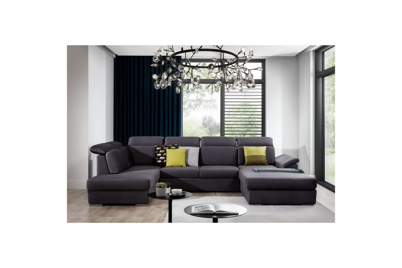 Seksjon Eltap Evanell 336x211x102 cm - Monolith 97, Mørk grå, Høyre - Møbler - Sofaer - Sovesofaer