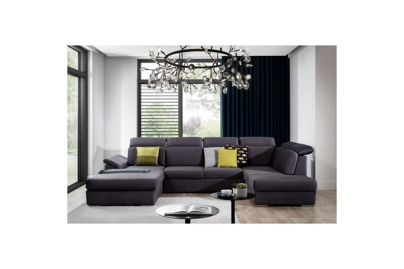 Seksjon Eltap Evanell 336x211x102 cm - Monolith 97, Mørk grå, Venstre - Møbler - Sofaer - Sovesofaer