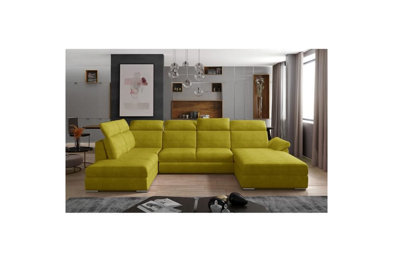 Seksjon Eltap Evanell 336x211x102 cm - Omega 68, Gul, Høyre - Møbler - Sofaer - Sovesofaer