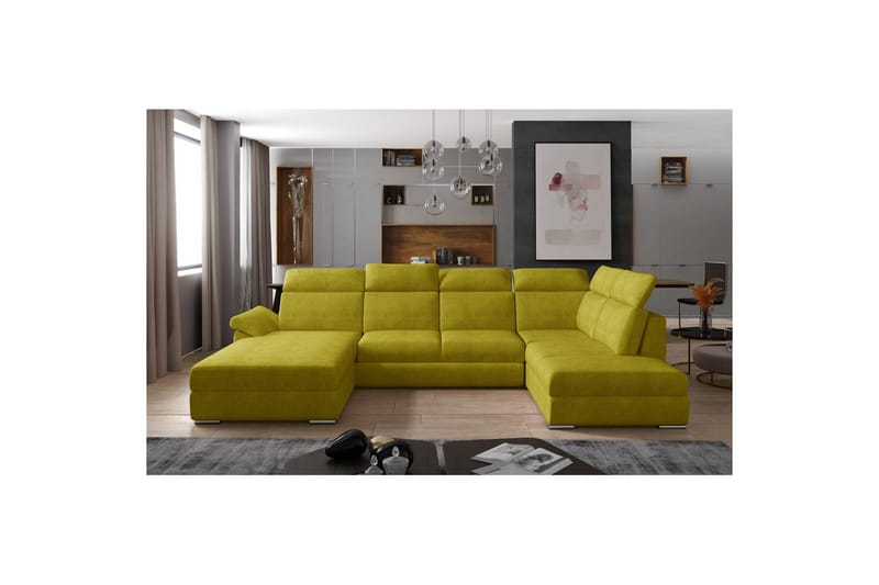 Seksjon Eltap Evanell 336x211x102 cm - Omega 68, Gul, Venstre - Møbler - Sofaer - Sovesofaer