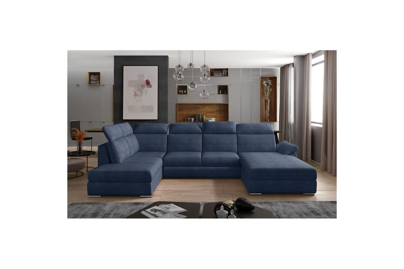 Seksjon Eltap Evanell 336x211x102 cm - Omega 86, Blå, Høyre - Møbler - Sofaer - Sovesofaer