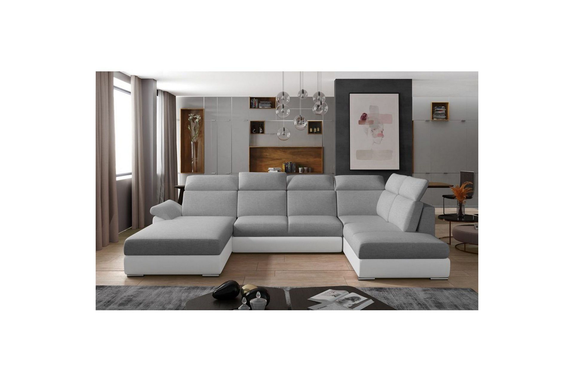 Seksjon Eltap Evanell 336x211x102 cm - Sawana 21, Soft 17, Grå, Hvit, Venstre
